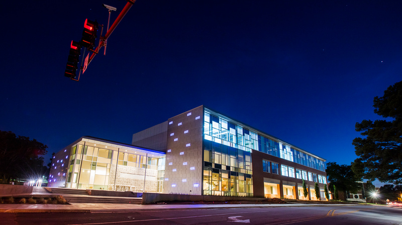 Windgate art building at night