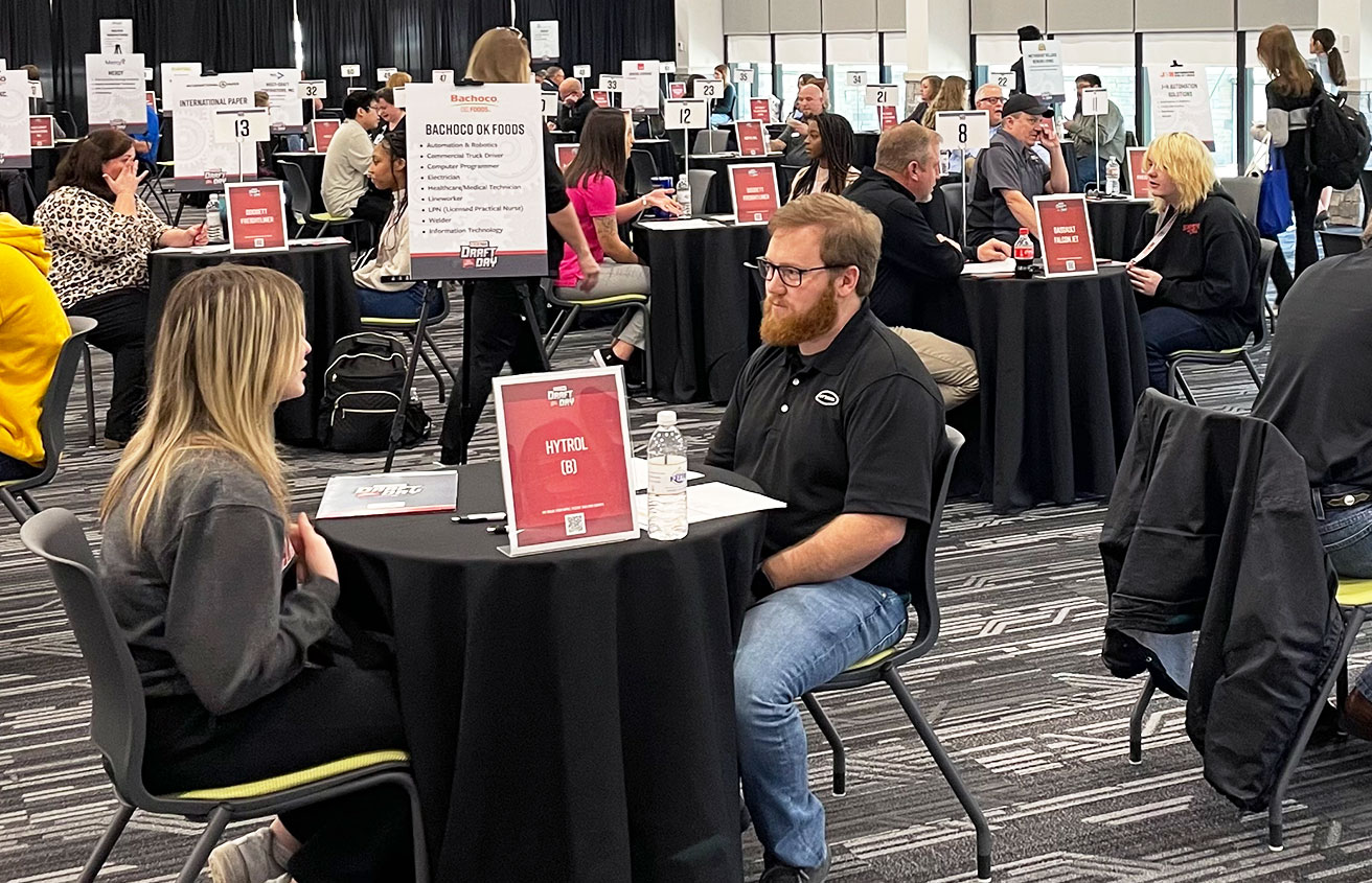 Students interview with employers at Draft Day