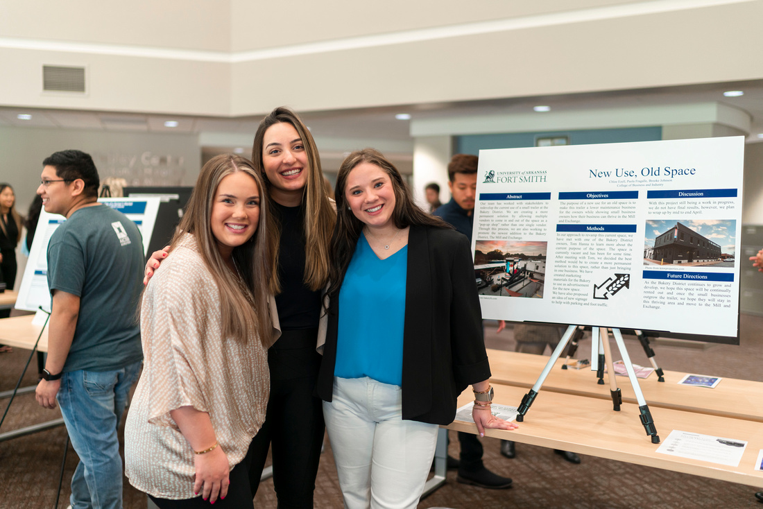 Students from the College of Business and Industry present their organizational leadership community project