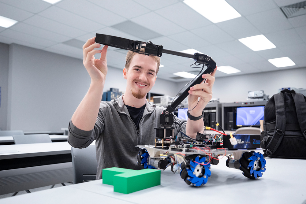 Hayden demonstrates his robotic vehicle