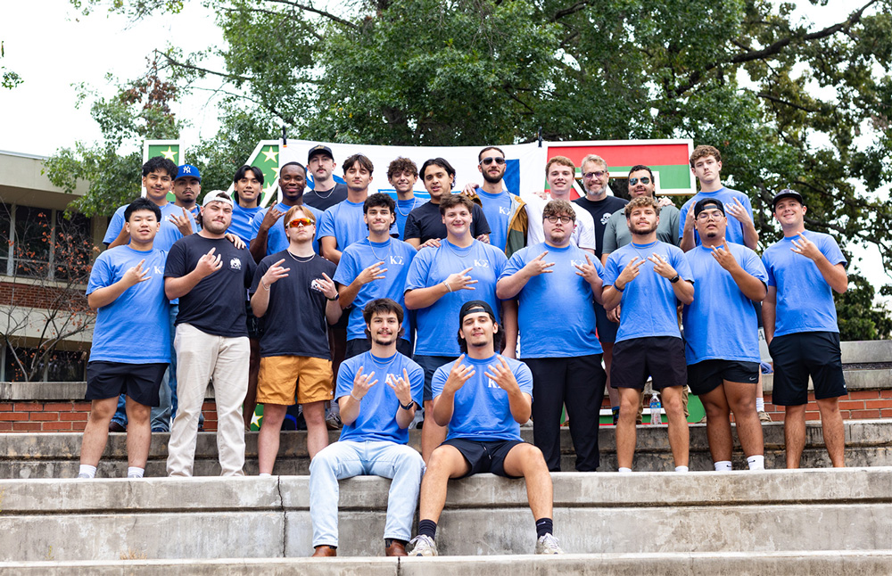 Members and alumni of the UAFS Kappa Sigma Fraternity chapter, Omicron-Tau, pose with newly recrutited members.