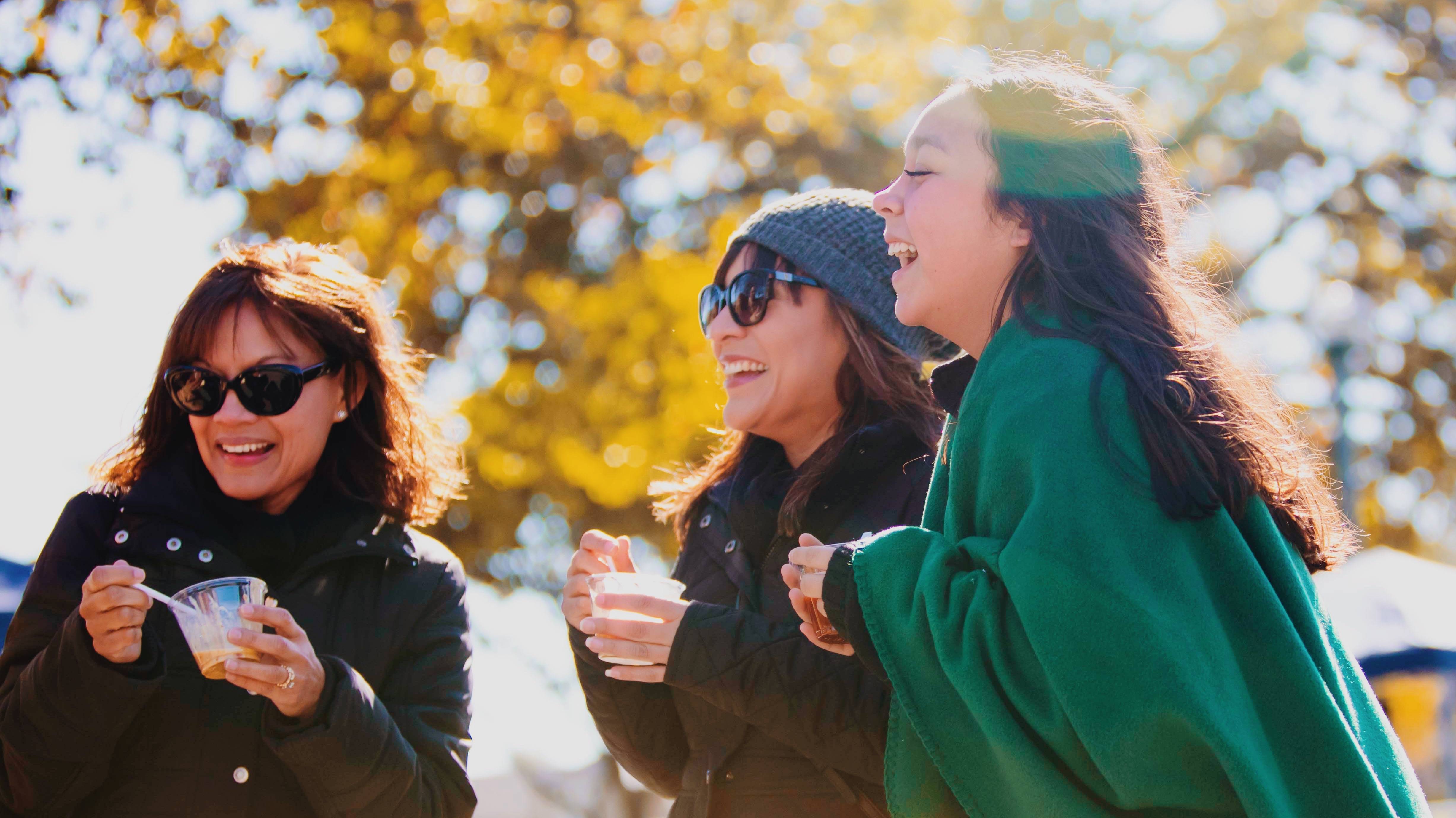 Student and family on campus